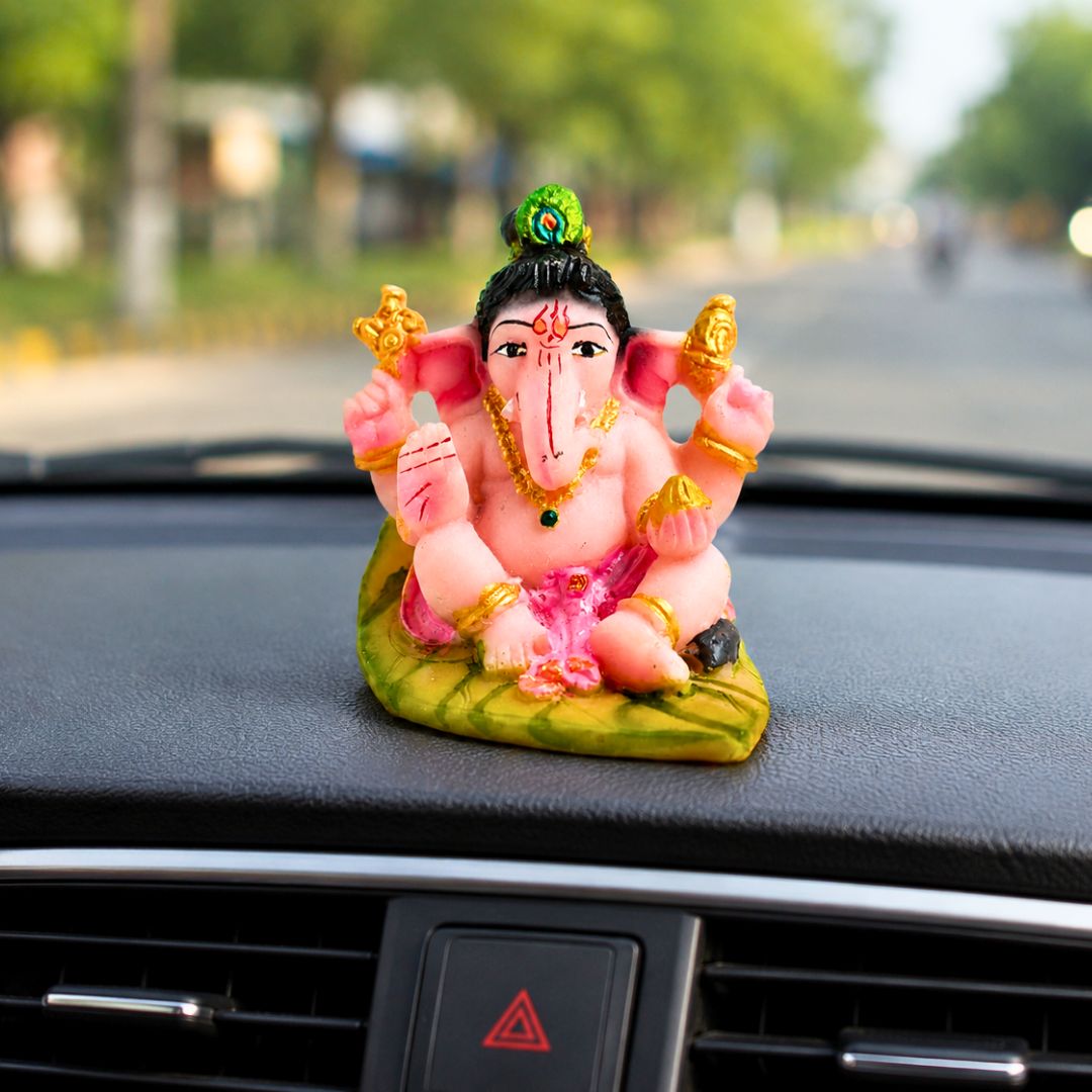 Small Ganesh Idol for Car Dashboard – Compact Ganpati Car Dashboard Decoration