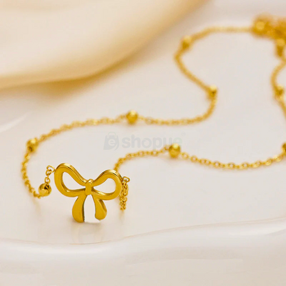 Tarnish Resistant Gold-Plated Infinity Bow Pendant – Elegant Jewelry