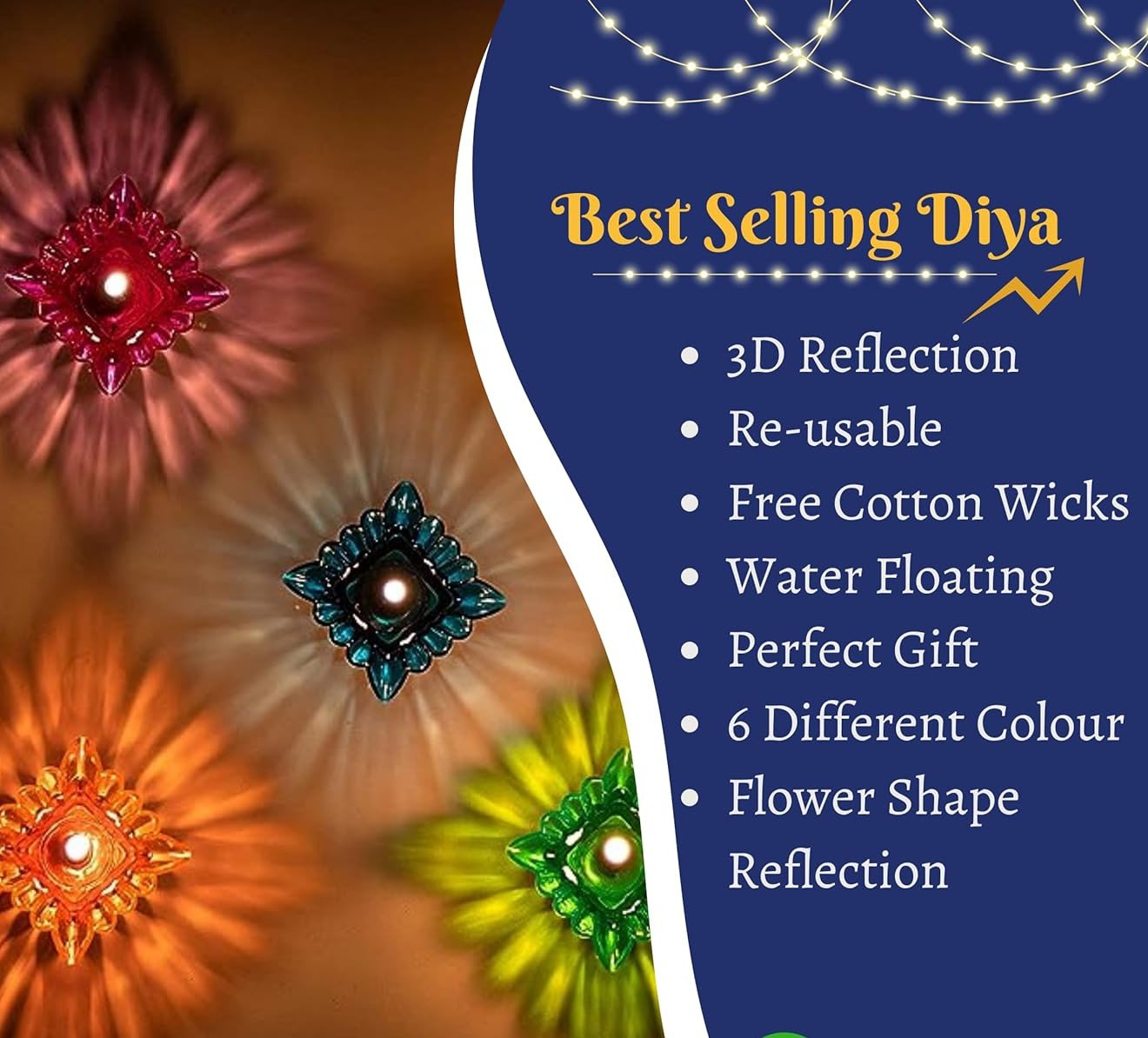 ESHOPYE ™ Diwali Diyas Colourful 3D Reflection Diya for Diwali (12pcs )