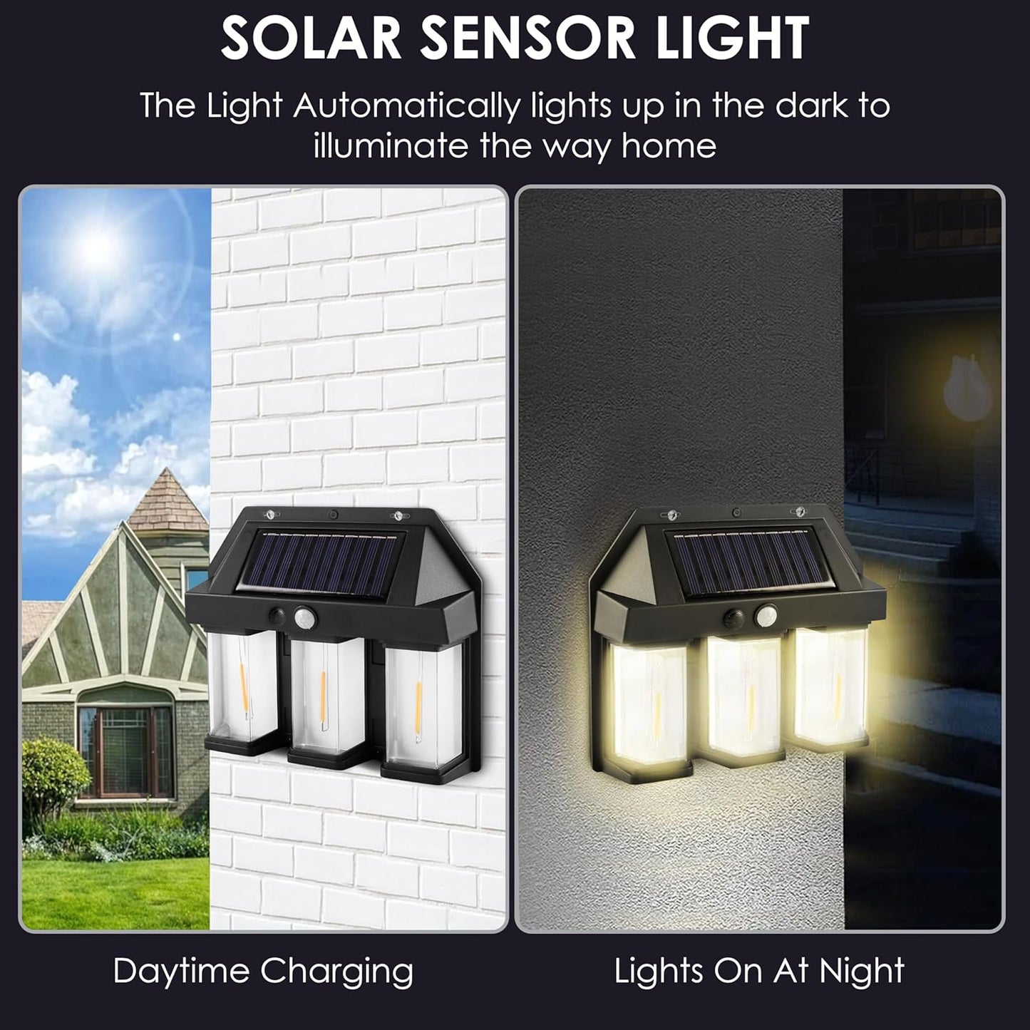 ESHOPYE ™ Solar Wall Light with Motion Sensor, 3 Led Tungsten Waterproof Outdoor Wall Lamp - ESHOPYE ™