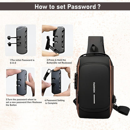 Anti-Theft Chest Bag with USB Port – Crossbody Backpack for Travel