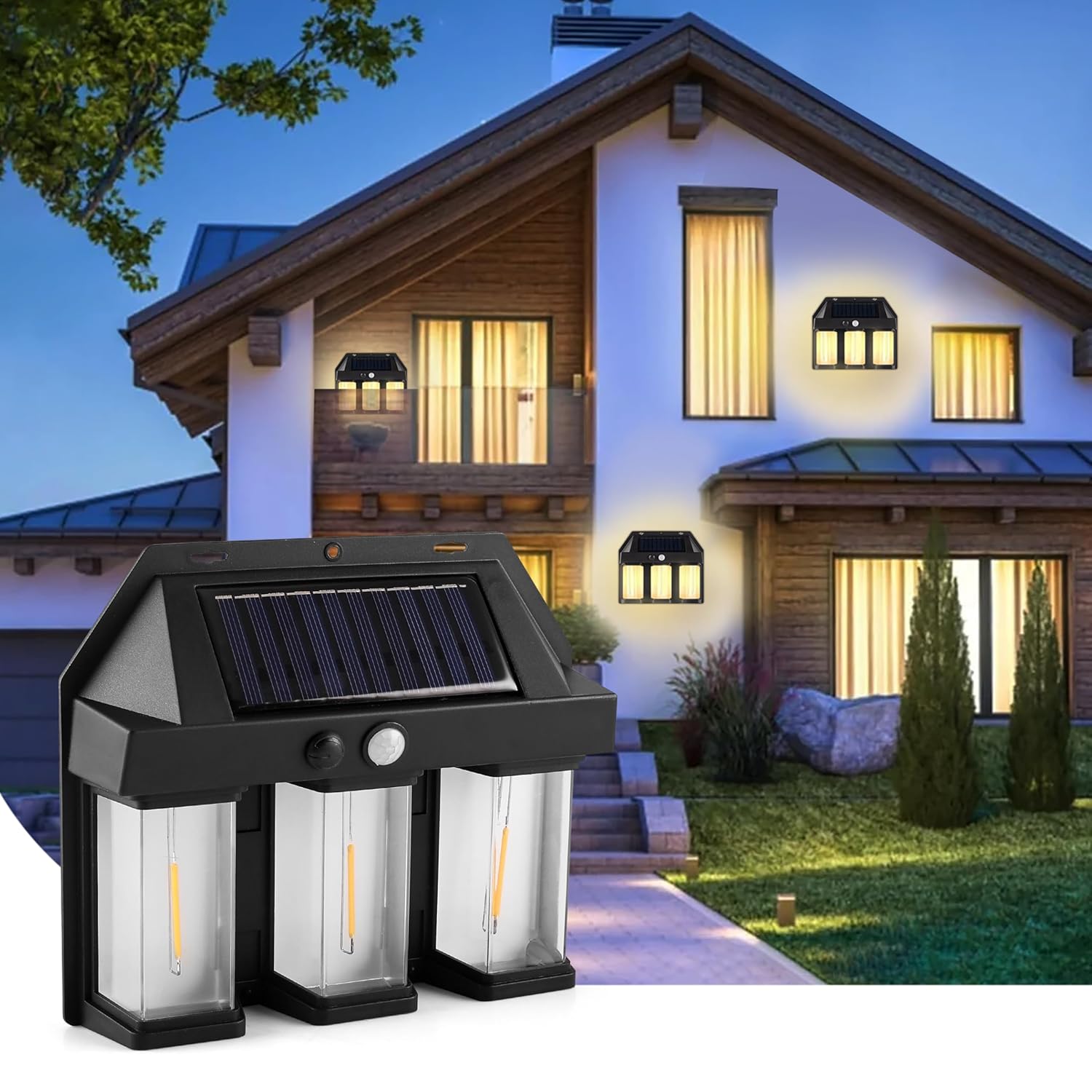 ESHOPYE ™ Solar Wall Light with Motion Sensor, 3 Led Tungsten Waterproof Outdoor Wall Lamp - ESHOPYE ™