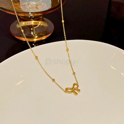 Tarnish Resistant Gold-Plated Infinity Bow Pendant – Elegant Jewelry