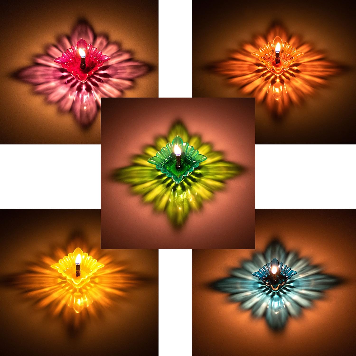 ESHOPYE ™ Diwali Diyas Colourful 3D Reflection Diya for Diwali (12pcs ) - ESHOPYE ™