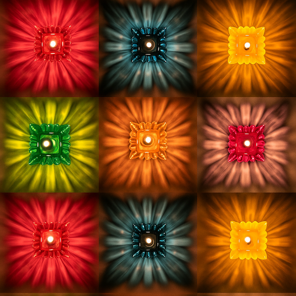 ESHOPYE ™ Diwali Diyas Colourful 3D Reflection Diya for Diwali (12pcs )