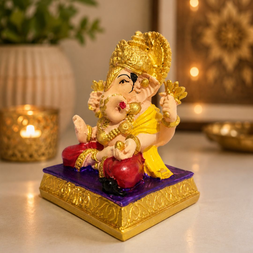 Shrimant Dagdusheth Halwai Ganpati Idol for Home Temple Decor