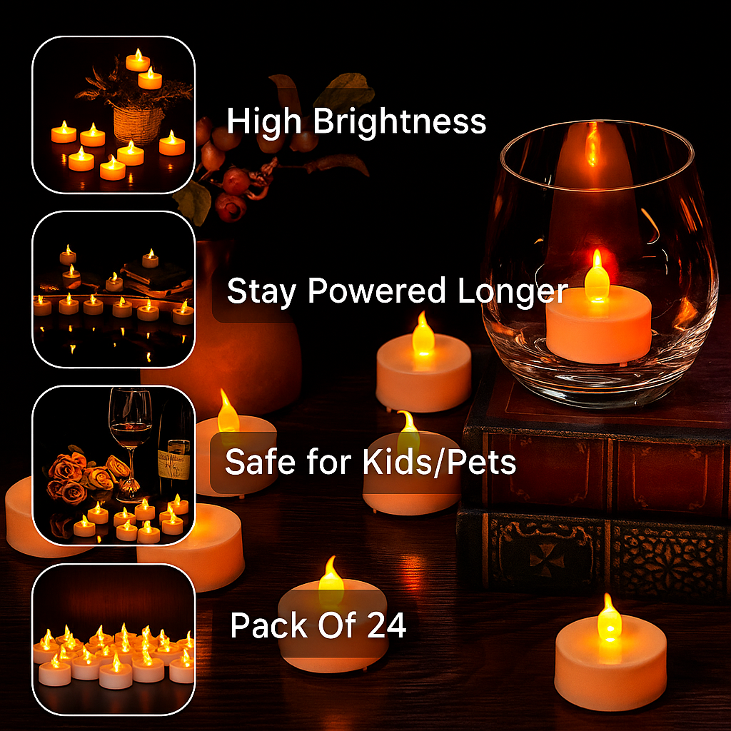 ESHOPYE ™ LED Tea Light Candles (Pack of 24) - ESHOPYE ™