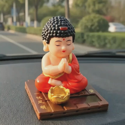 solar powered laughing buddha car dashboard Decor