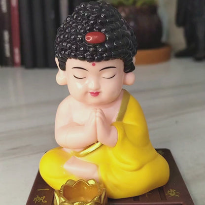 solar powered laughing buddha car dashboard Decor