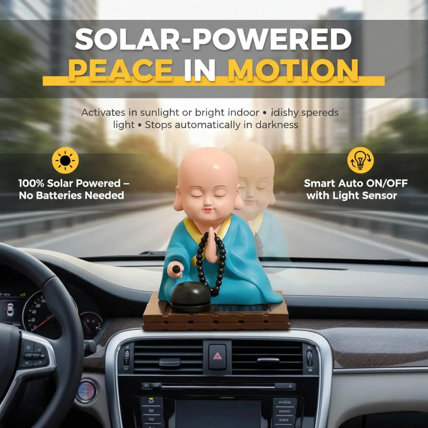  Solar Buddha Moving Head Idol – Head Shaking Laughing Buddha for Car, Home - Blue ESHOPYE ™