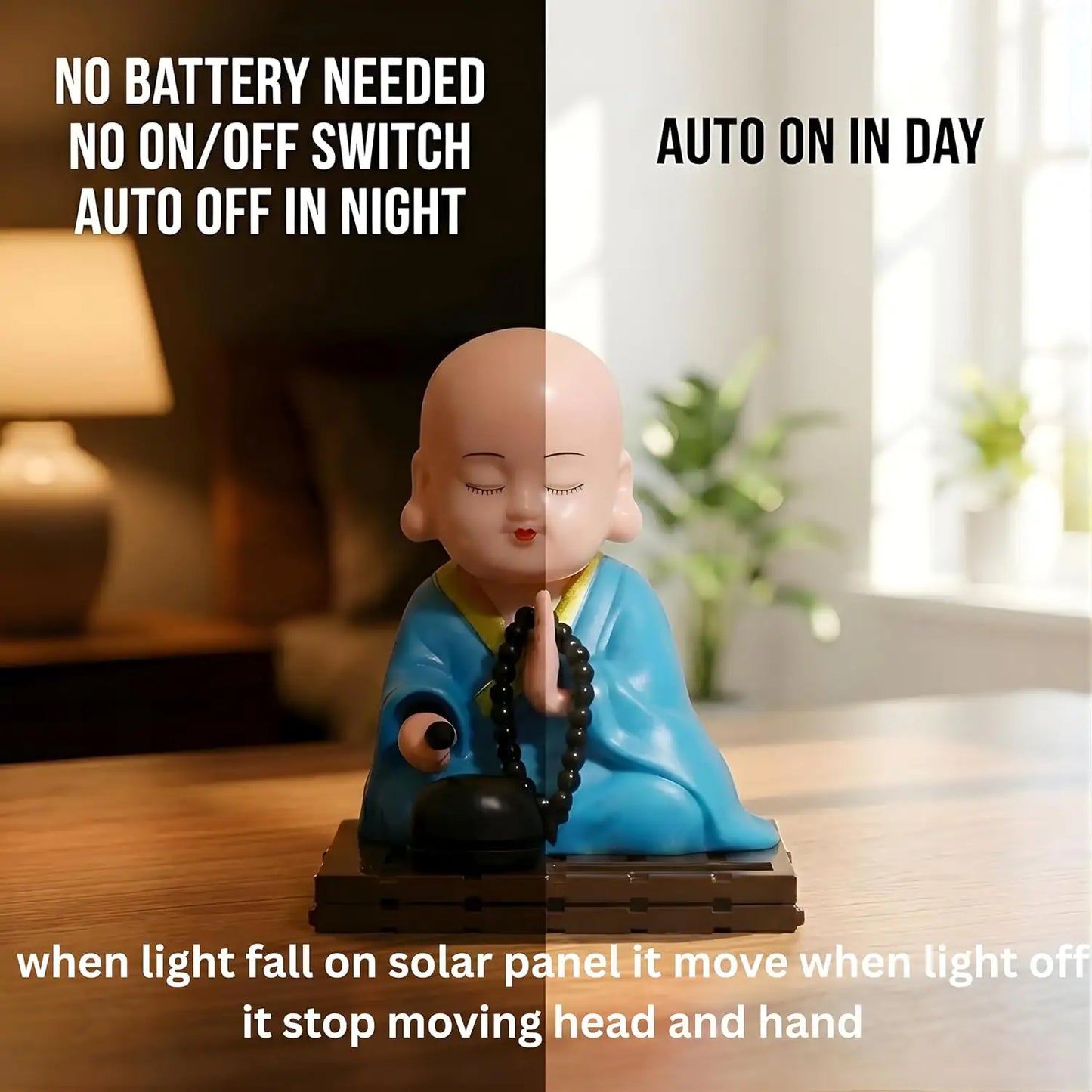 solar buddha moving head idol