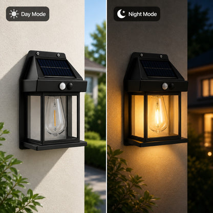 Solar Energy Powered Motion Sensor Wall Lantern – Vintage LED Outdoor Light