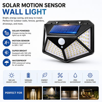 Solar Energy 100 LED Motion Sensor Security Solar Lamp For Home,Garden