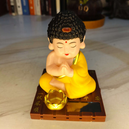 solar powered laughing buddha car dashboard Decor