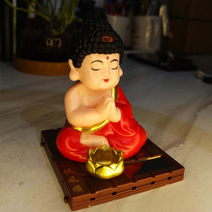 solar powered laughing buddha car dashboard Decor
