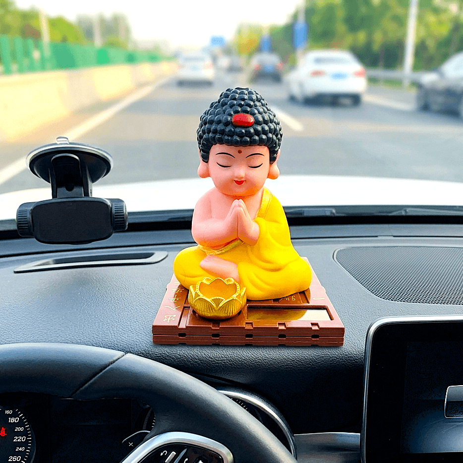 solar powered laughing buddha car dashboard Decor