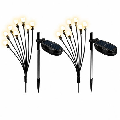 Solar Power Garden Lights - Firefly Lamp - Pack Of 2 - (8 Bulbs Each Light)