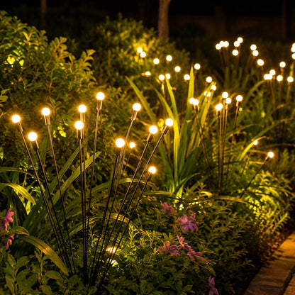 Solar Power Garden Lights - Firefly Lamp - Pack Of 2 - (8 Bulbs Each Light)
